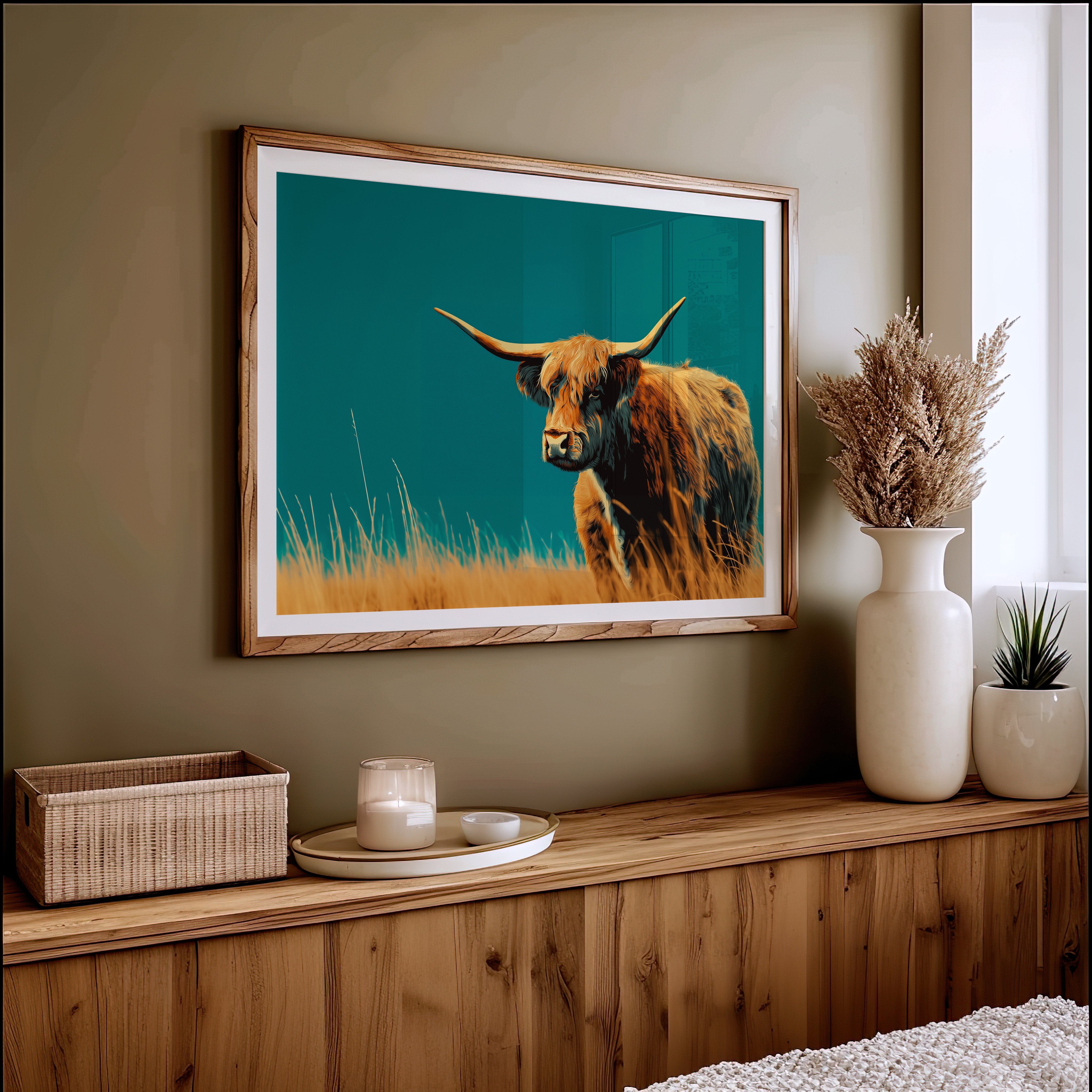 Highland Soul Against Teal Sky