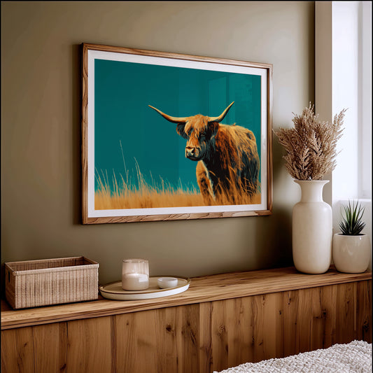 Highland Soul Against Teal Sky