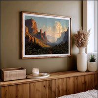 Ancient Mesas Bathe In Sunset
