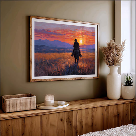 Lone Rider Meets Crimson Sky