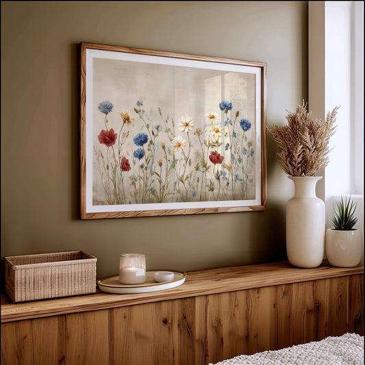 Field Blooms On Vintage Canvas