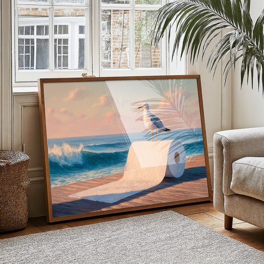 Seagull's Perch At Sunset Tide