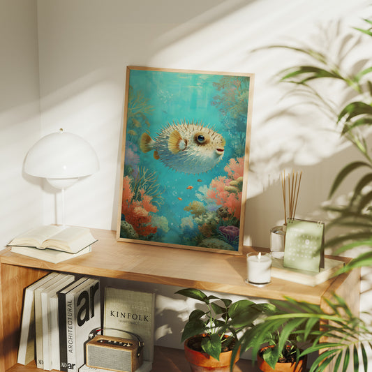 Pufferfish Dances Through Coral Symphony