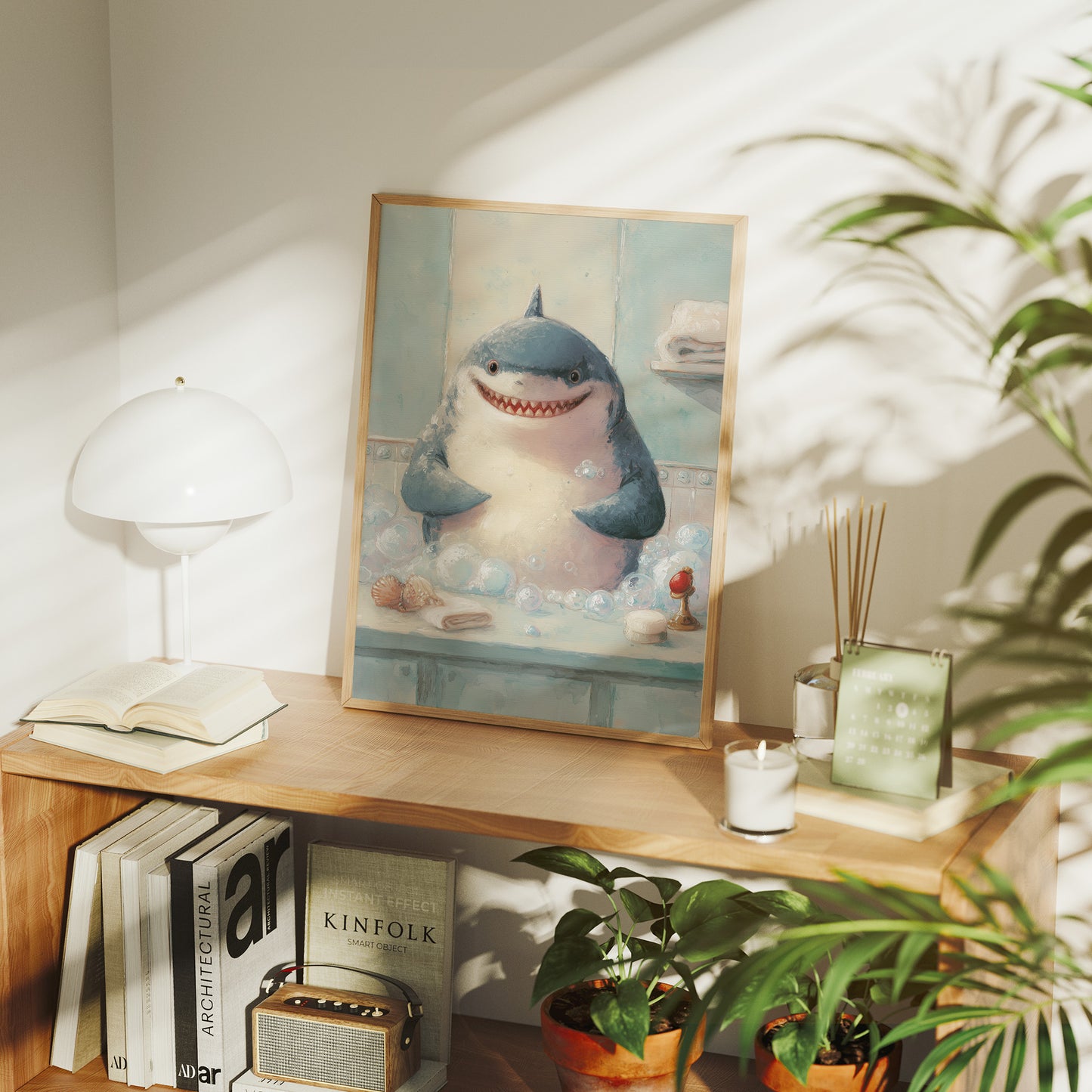 Shark Smiles In Bathtub Bubbles