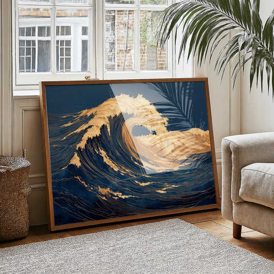 Gilded Currents Against Midnight Sea