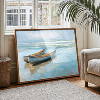 Canoes Rest On Azure Shores