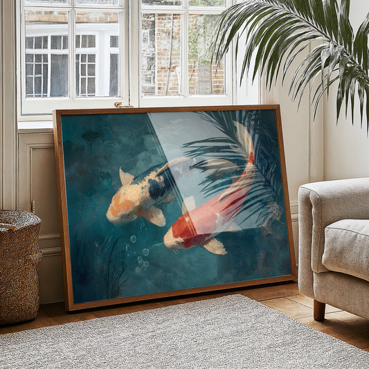 Koi Circle Through Teal Depths