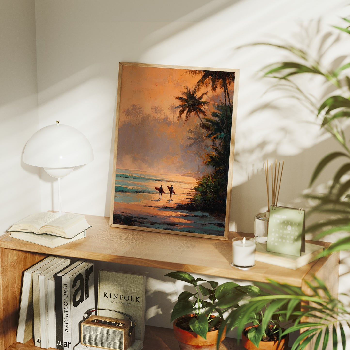 Sunset Surfers Await Their Wave