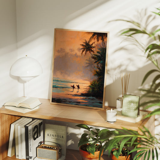 Sunset Surfers Await Their Wave