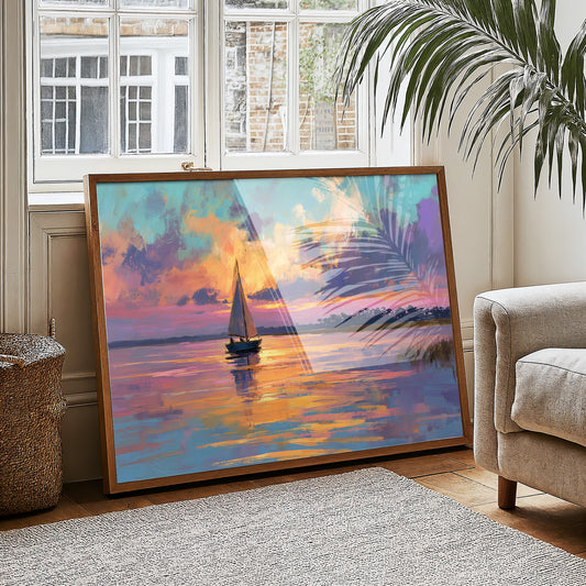 Sunset Voyage On Still Waters