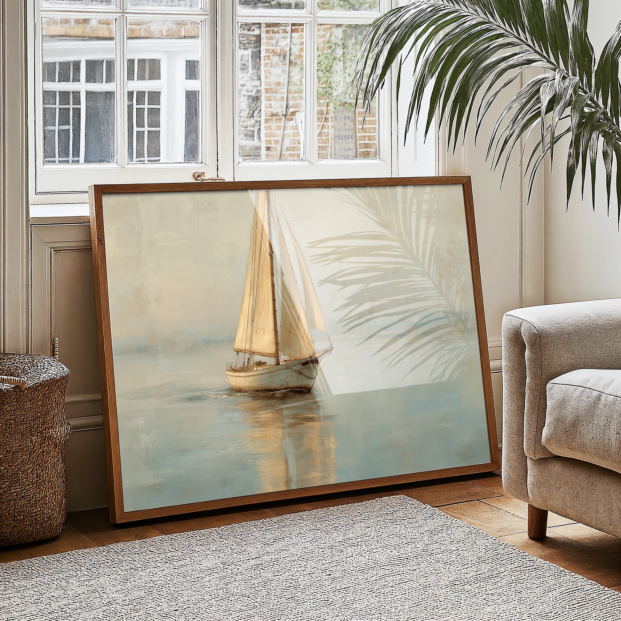 Sailboat Drifts Through Morning Mist