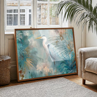 Egret In Misty Coastal Bloom