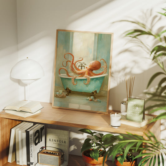Octopus Soaks In Vintage Tub