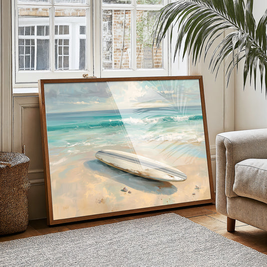 Surfboard Awaits Morning Tide