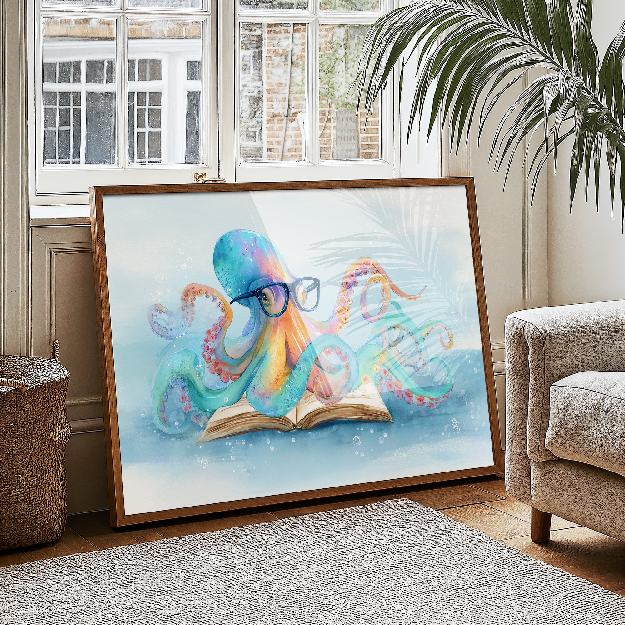 Curious Octopus Reads Ancient Tomes