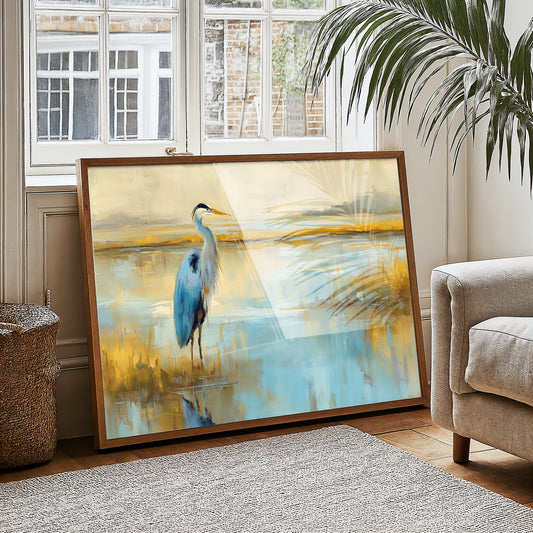 Blue Sentinel At Golden Marsh