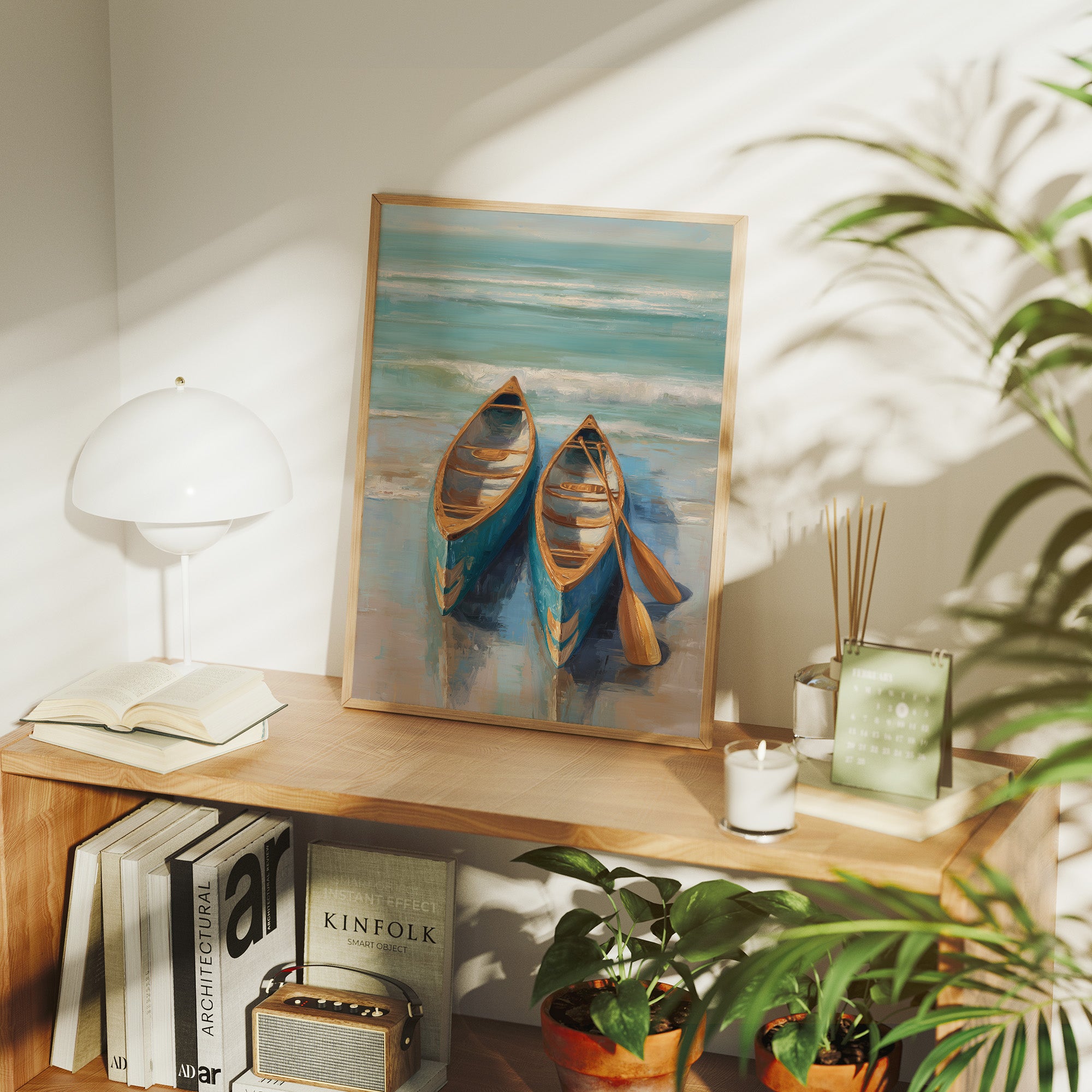 Canoes Rest On Misty Shores