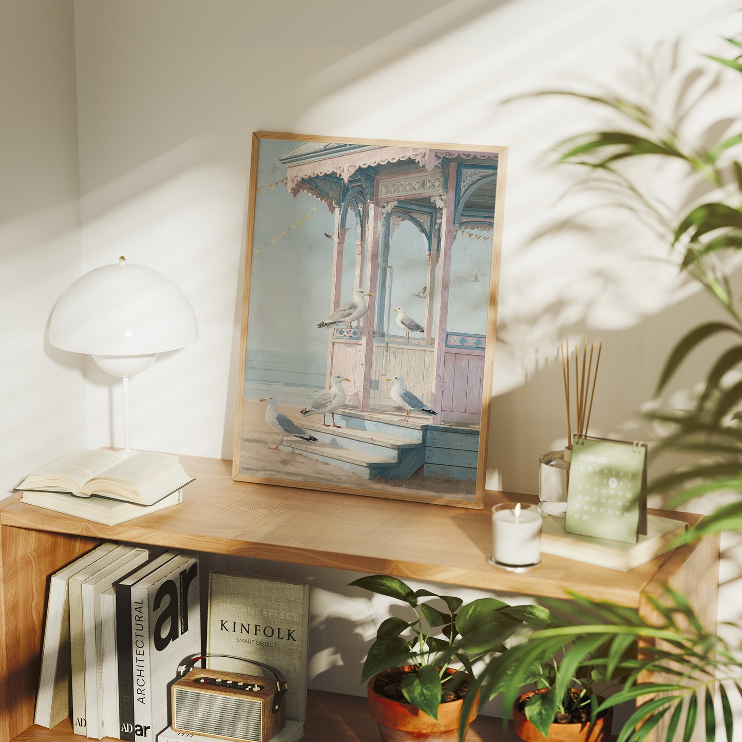 Seagulls Gather At Seaside Pavilion