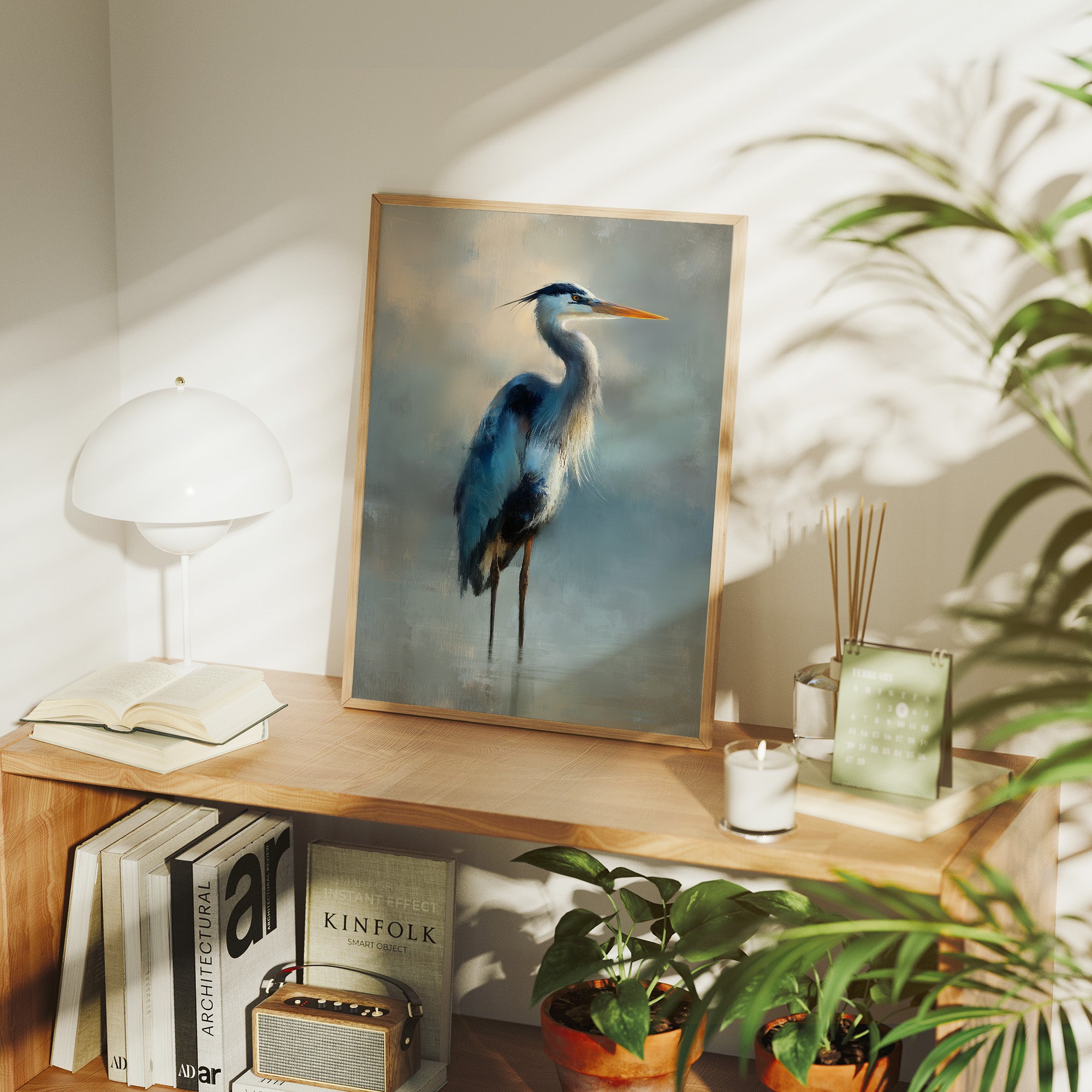 Heron Waits In Misty Blue