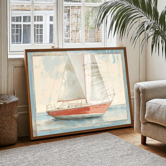 Crimson Sails On Tranquil Waters