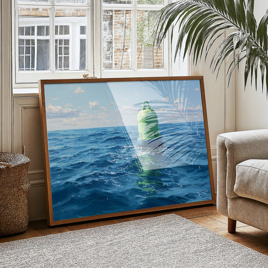 Solitary Buoy Marks Azure Depths