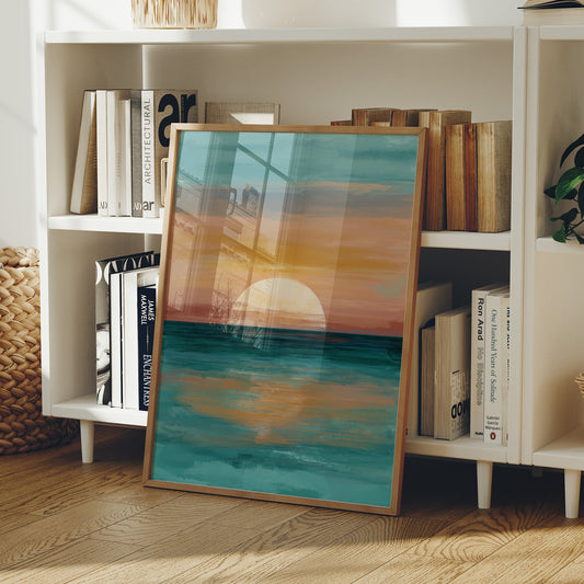 Golden Sphere Meets Teal Waters