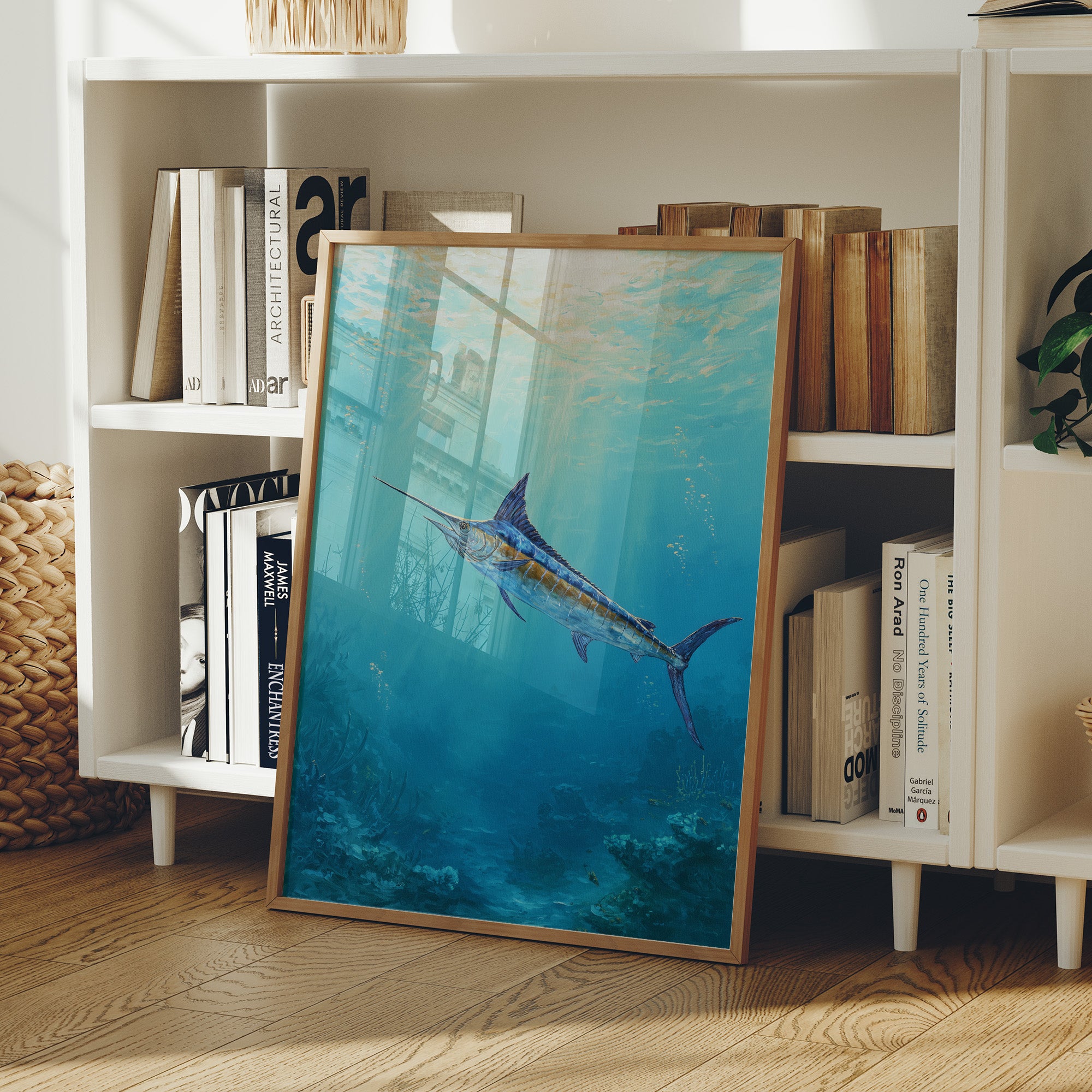 Azure Hunter Beneath Sunlit Waves