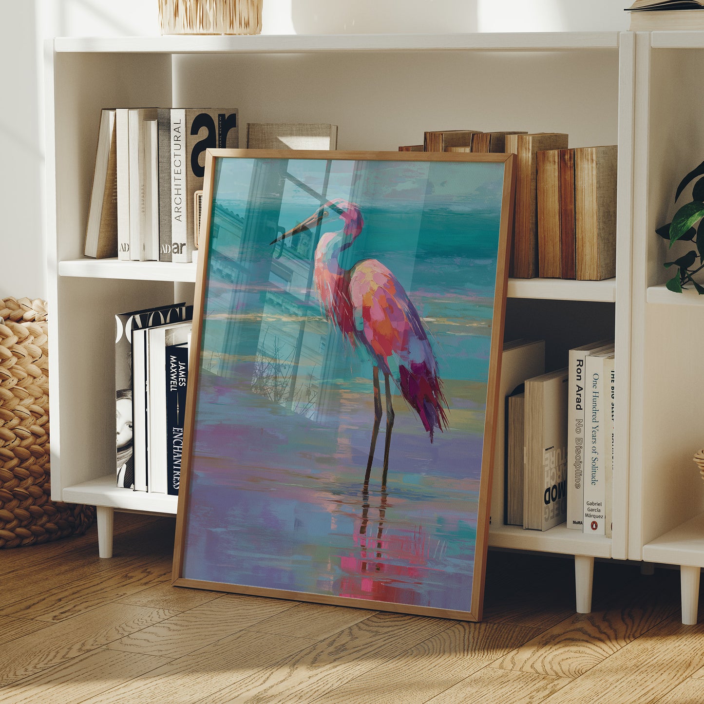 Flamingo Whispers Against Teal Tides