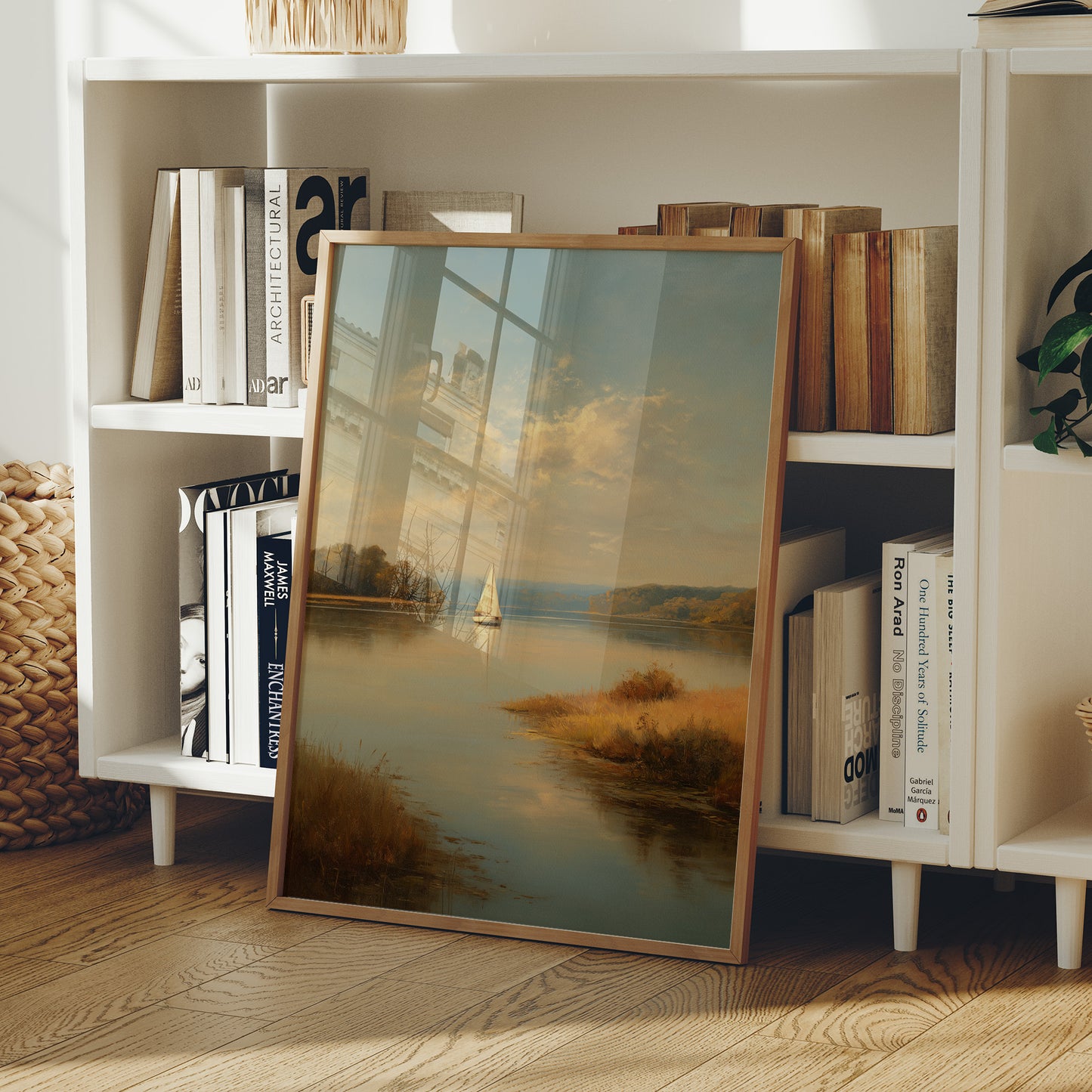 Solitary Sail Through Golden Harbor