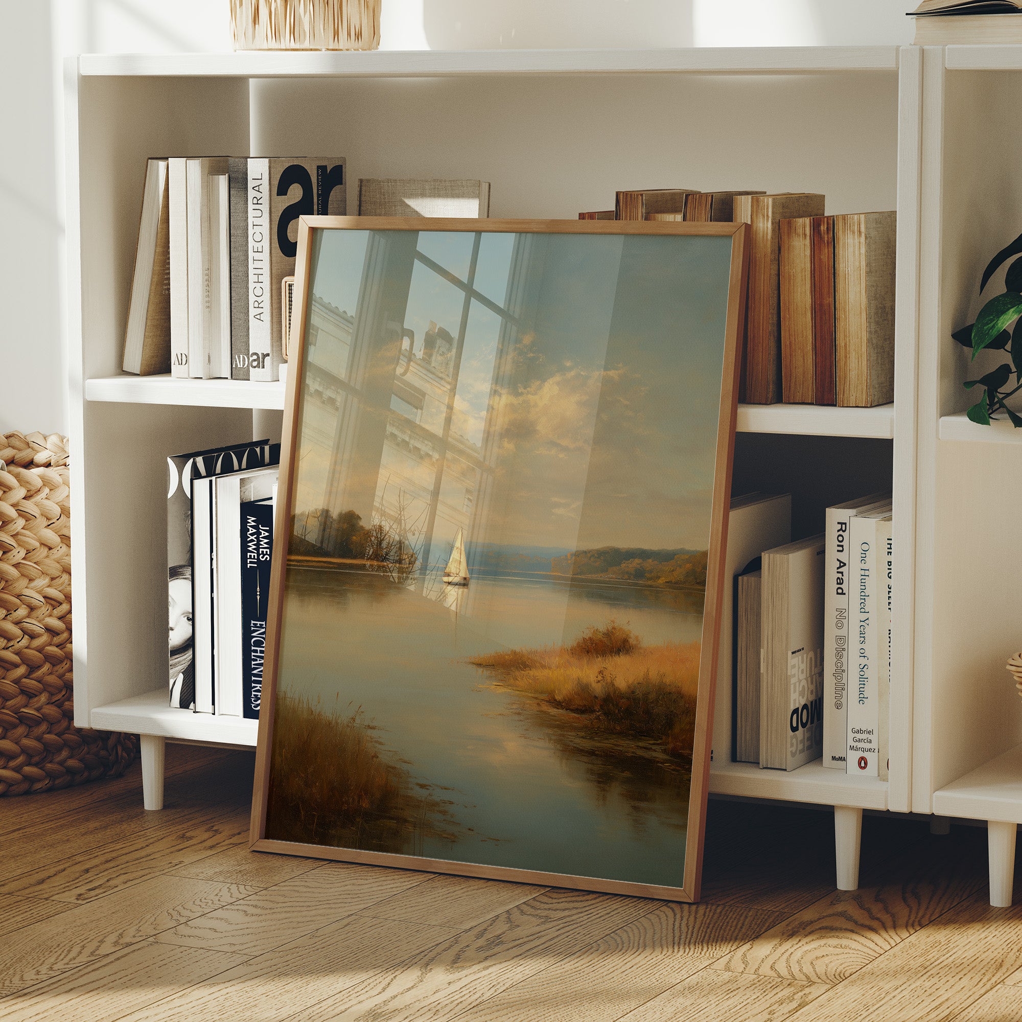 Solitary Sail Through Golden Harbor