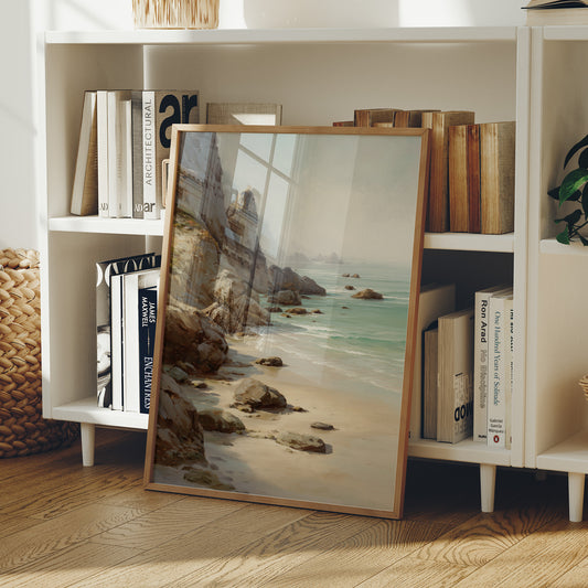 Coastal Whispers Against Rugged Stone