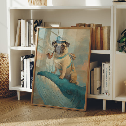 Nautical Pug's Whimsical Voyage
