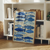 Indigo Currents Swim Against Canvas Tide