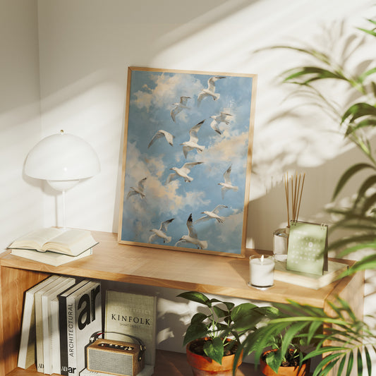 Seagulls Traverse Azure Freedom