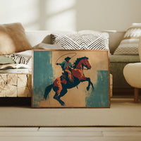 Rodeo Silhouette Dances Against Turquoise Sky
