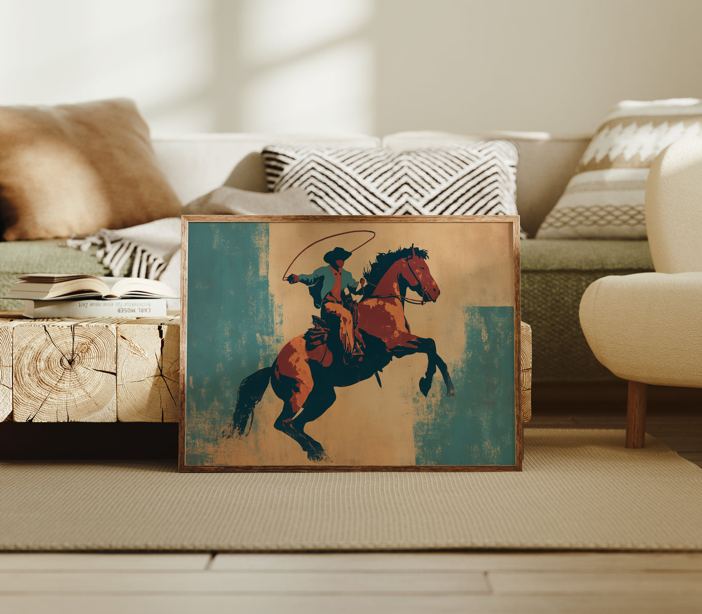 Rodeo Silhouette Dances Against Turquoise Sky