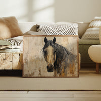 Noble Gaze Through Weathered Canvas