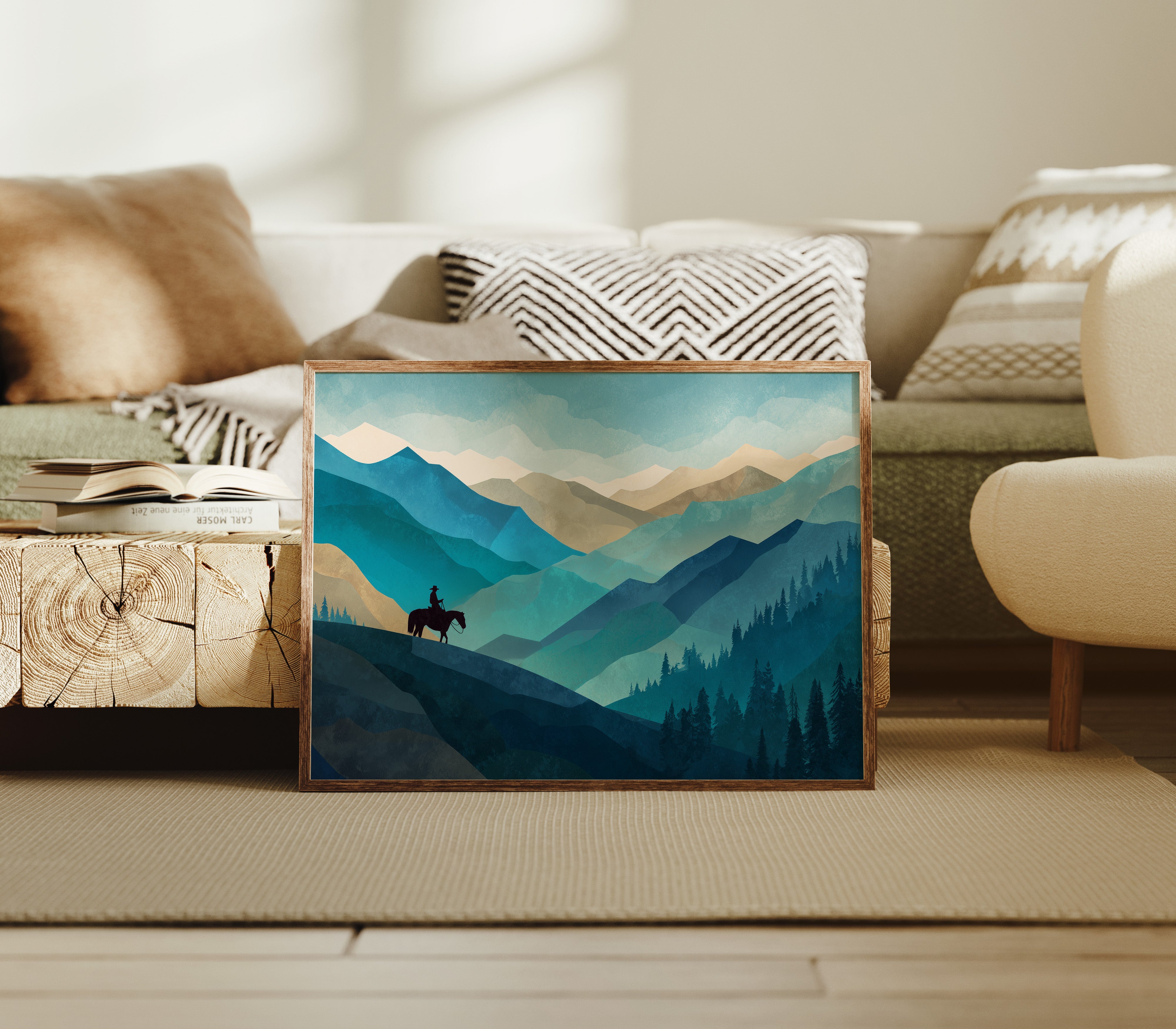 Teal Reverie Across Mountain Waves