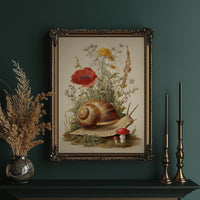 Nature's Timeless Procession: Snail Among Wildflowers