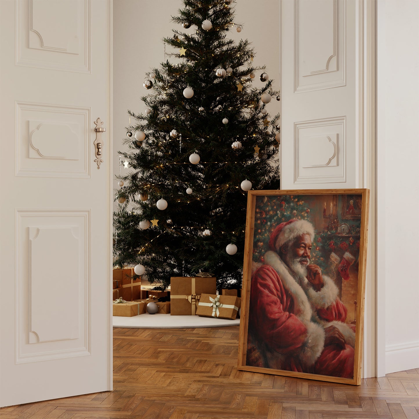 Yuletide Reflections in Crimson and Pine