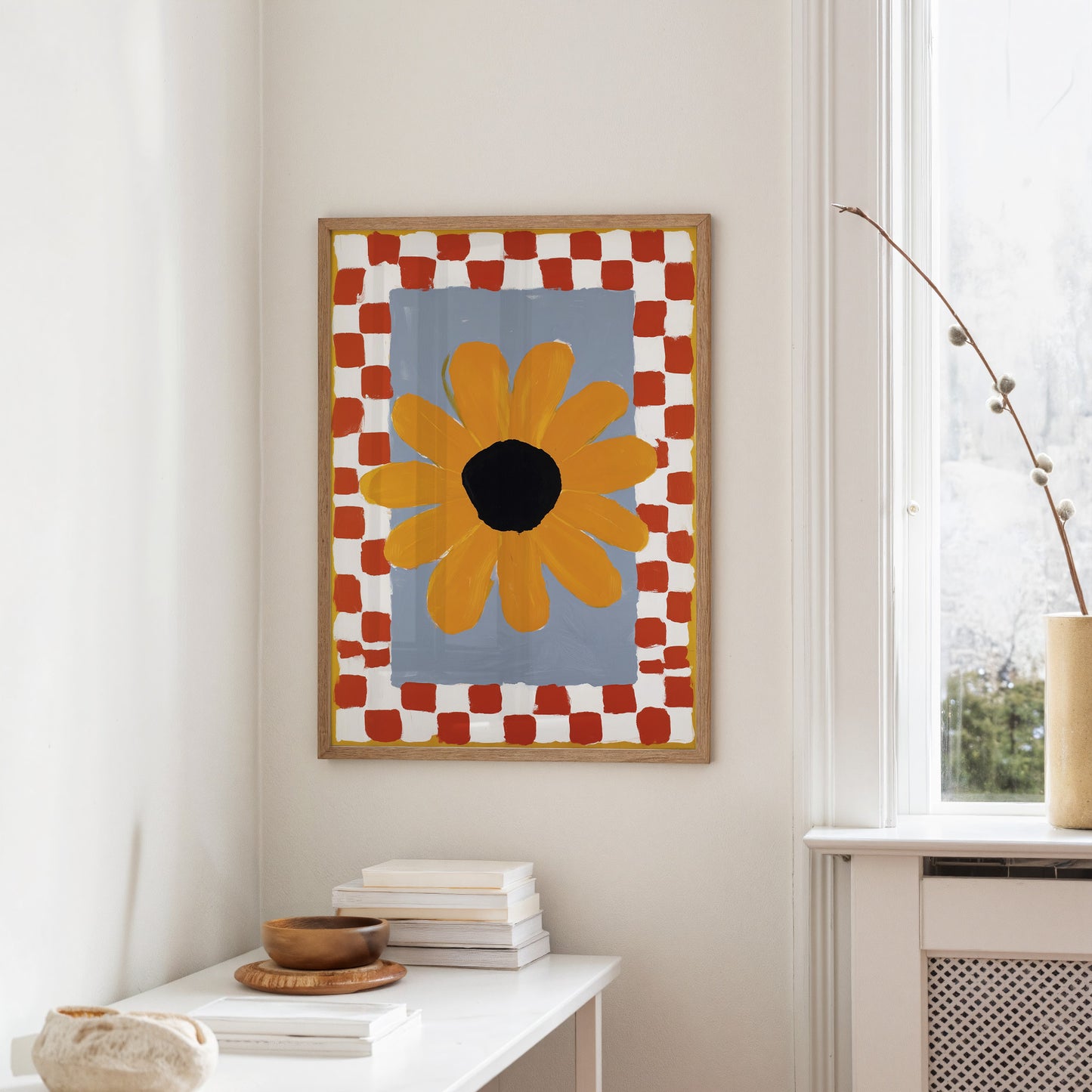 Checkered Borders Frame Golden Bloom
