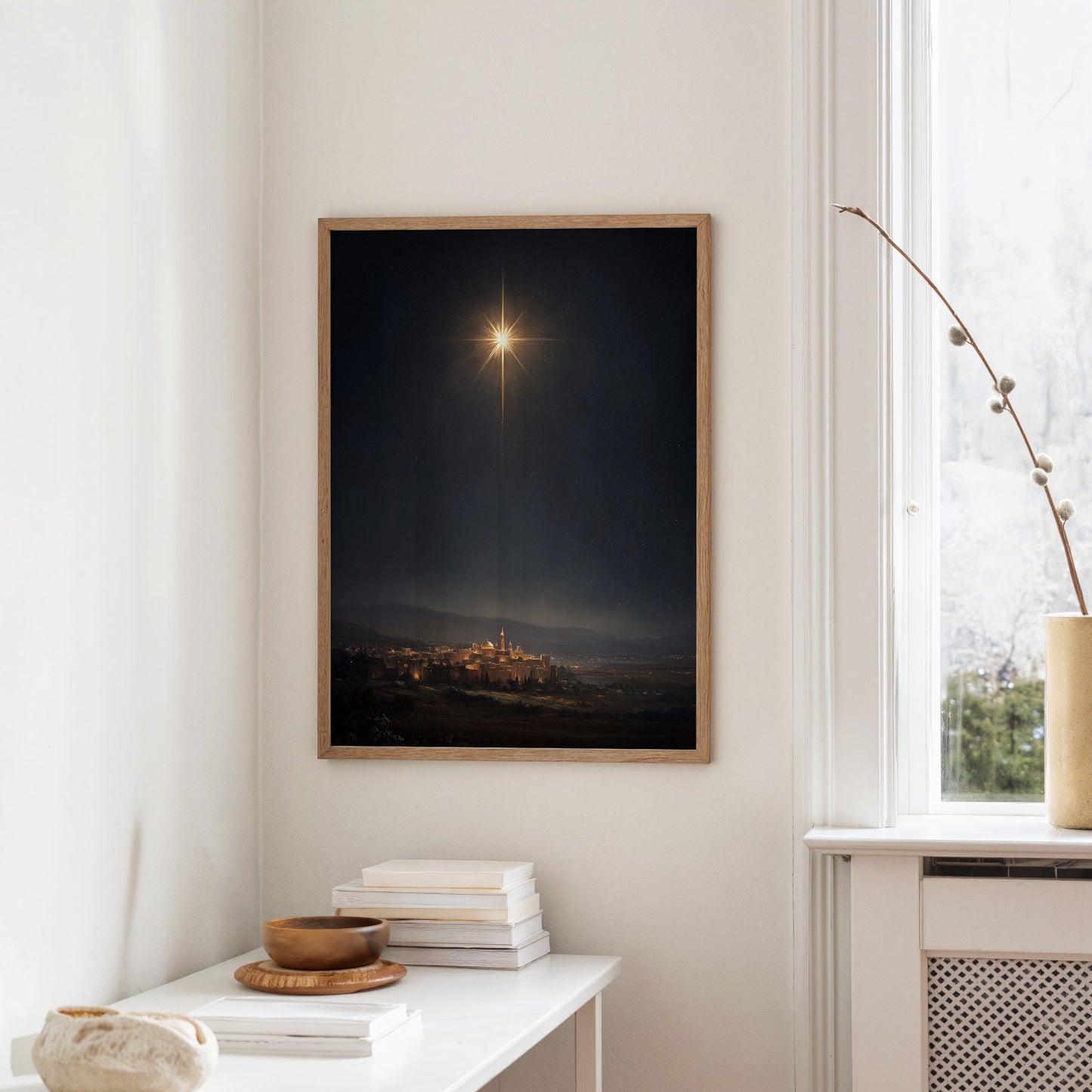 Celestial Beacon Over Ancient City