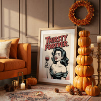 Vintage Vamp Sips Red Wine