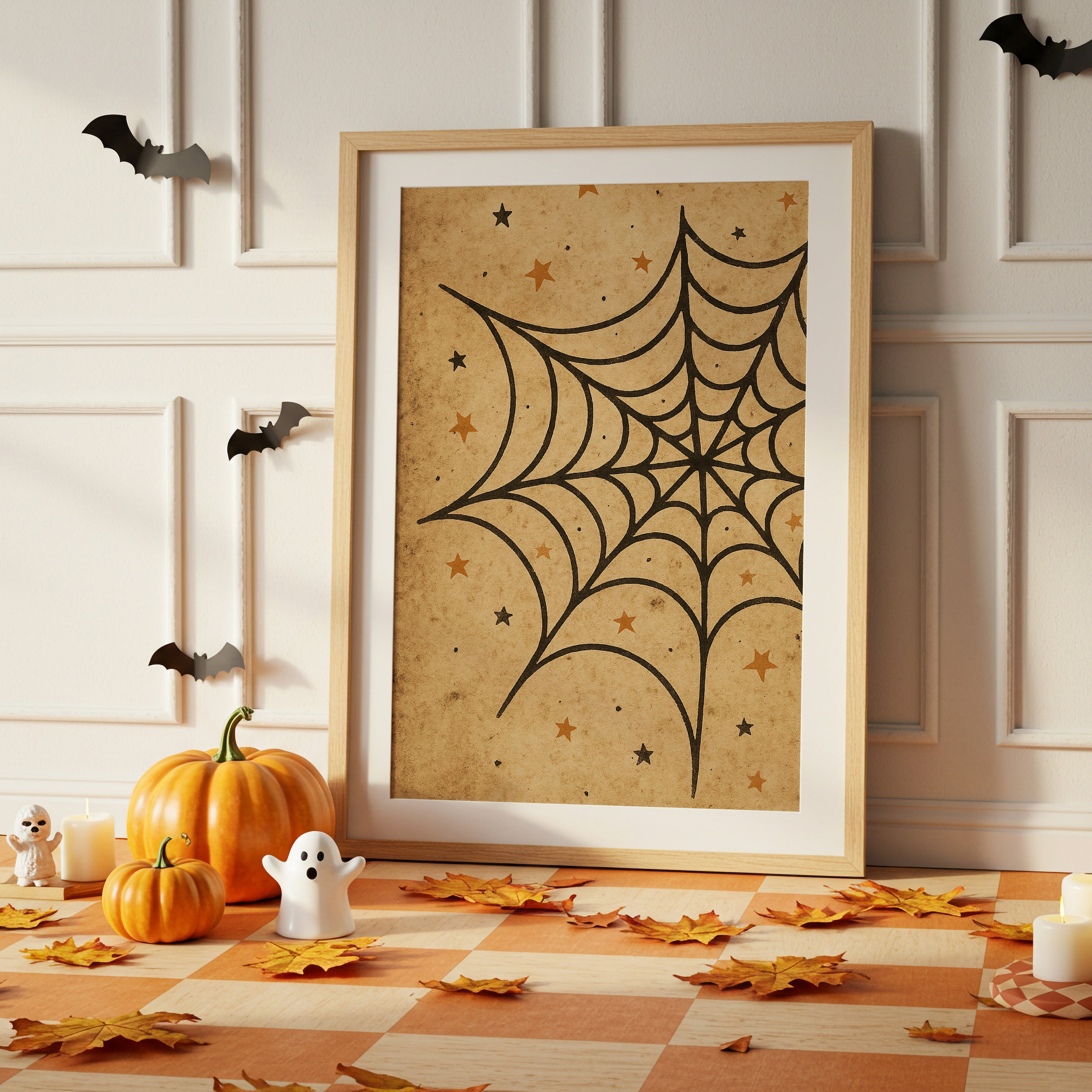Starlit Webs On Vintage Parchment