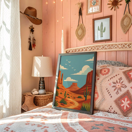 Birds Soar Over Rusty Mesas