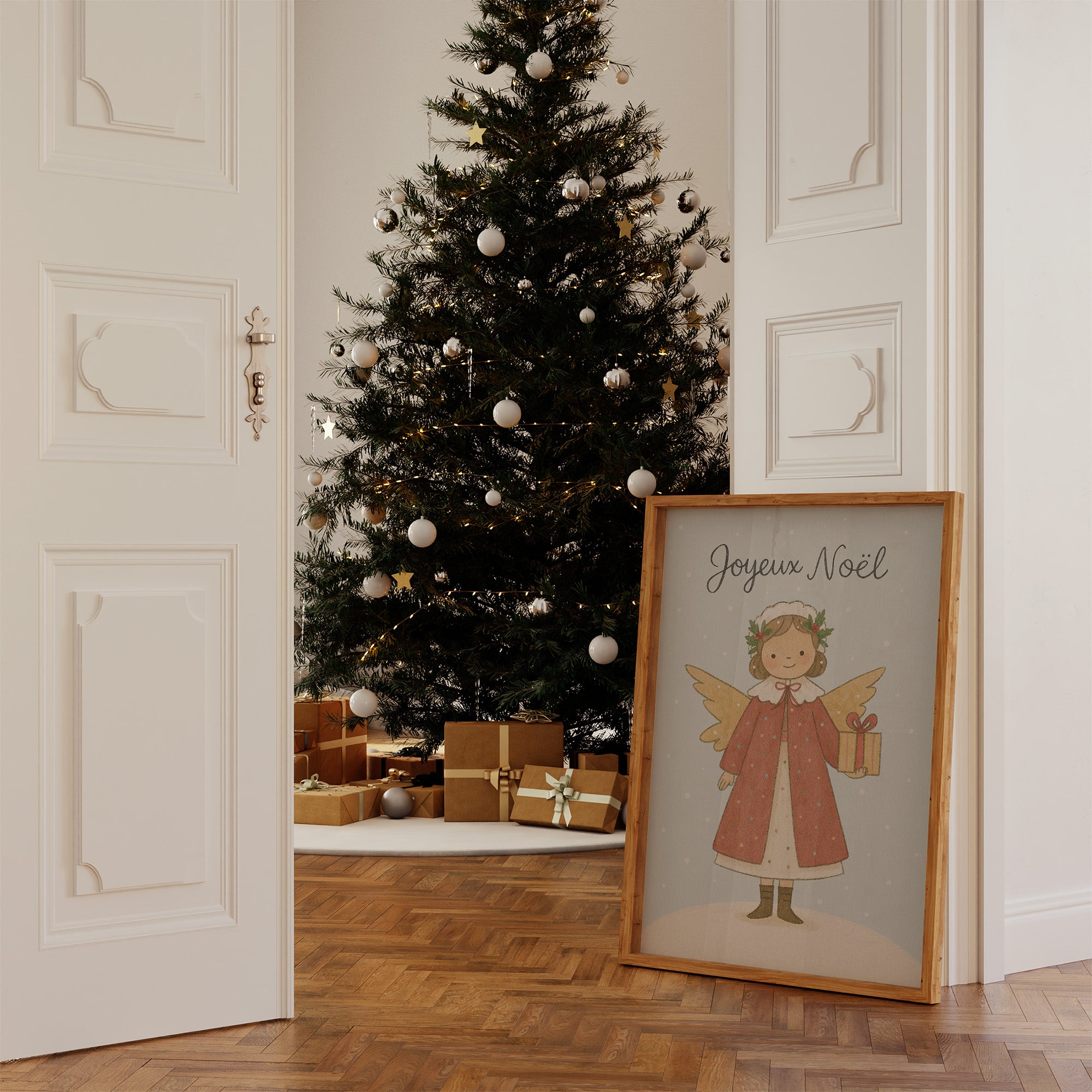 French Holiday Angel Brings Gifts