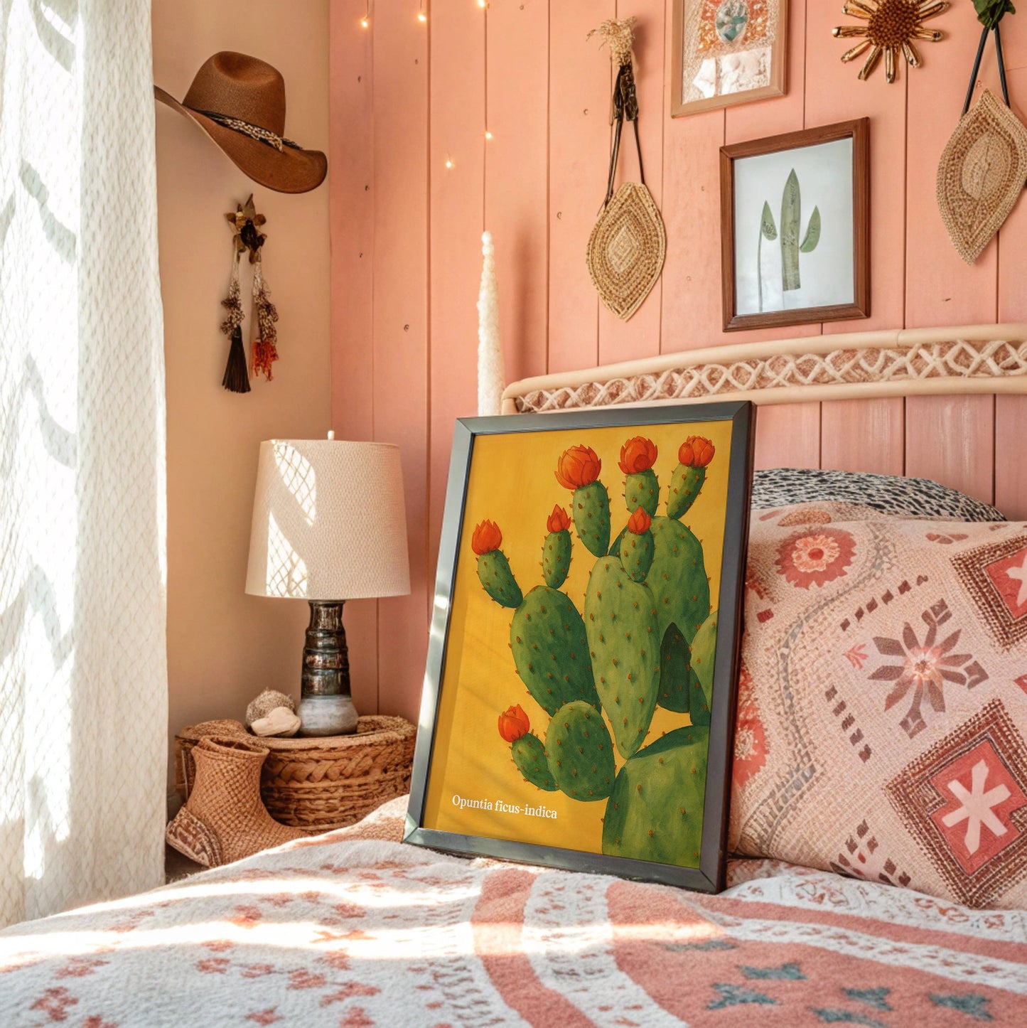 Desert Bloom Against Golden Sky