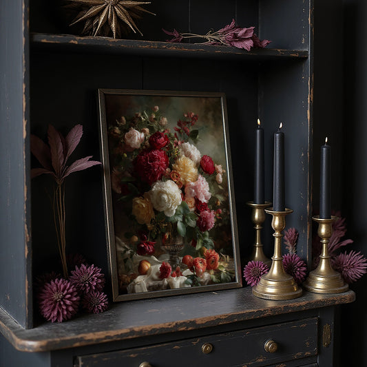 Peonies Bloom Against Velvet Darkness