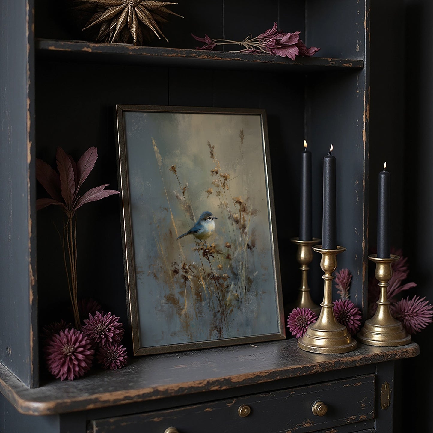 Blue Singer Among Autumn Reeds