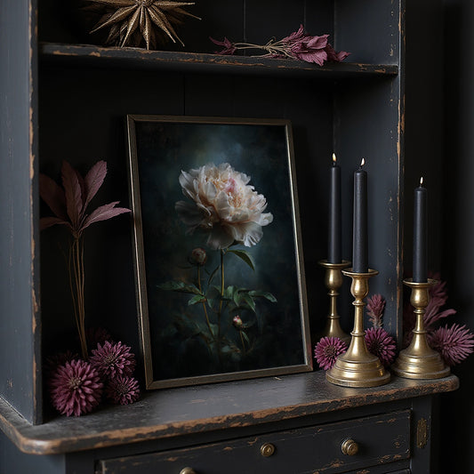 Pale Blossom Against Midnight Walls